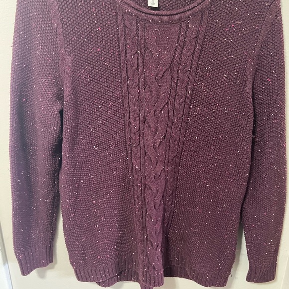 LL Bean Cable Winter Knit Sweater XL. Maroon/Purple - Picture 6 of 6